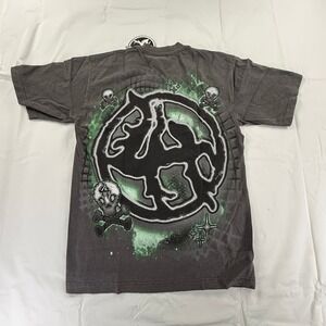 Lost Hills Mens Graphic T-Shirt Charcoal Gray Neon Green Skulls Size S NEW
